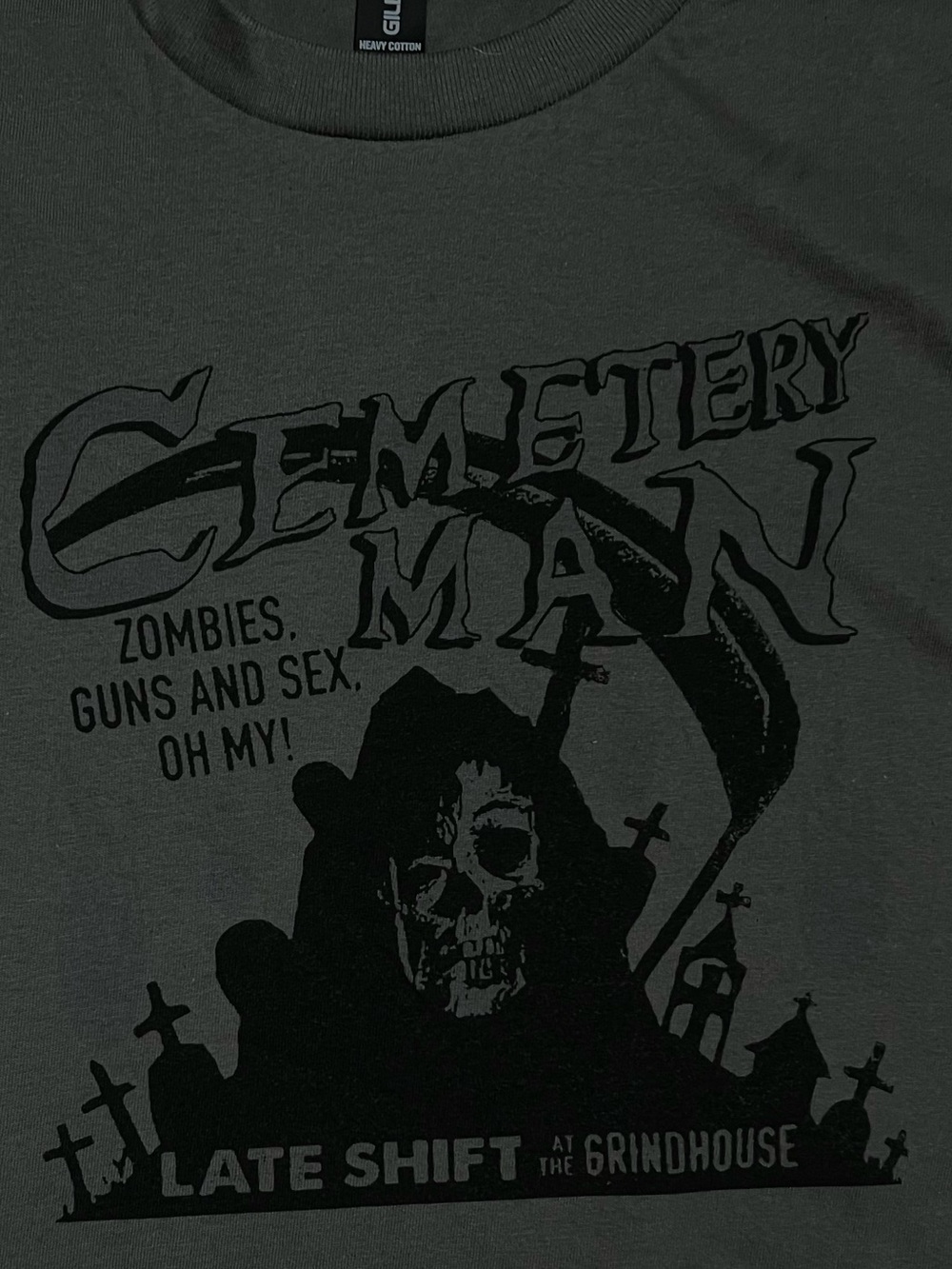 Cemetery Man horror goth punk film color charcoal grey Large Unisex T-shirt